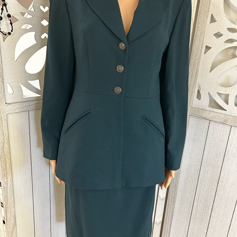Jones New York Dark Teal Green Blazer and Skirt Set Size 6
